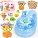 cosone Fabric Flower Bouquets Toys, Arts and Crafts Kits for Kids Age 3-12, Easter Basket Stuffers, Ideal Gifts for Preschool Girls, Educational Handmade Frozen Toy for Girls Ages 3 4 5 6 7 8 9 (Blue Frozen Set)