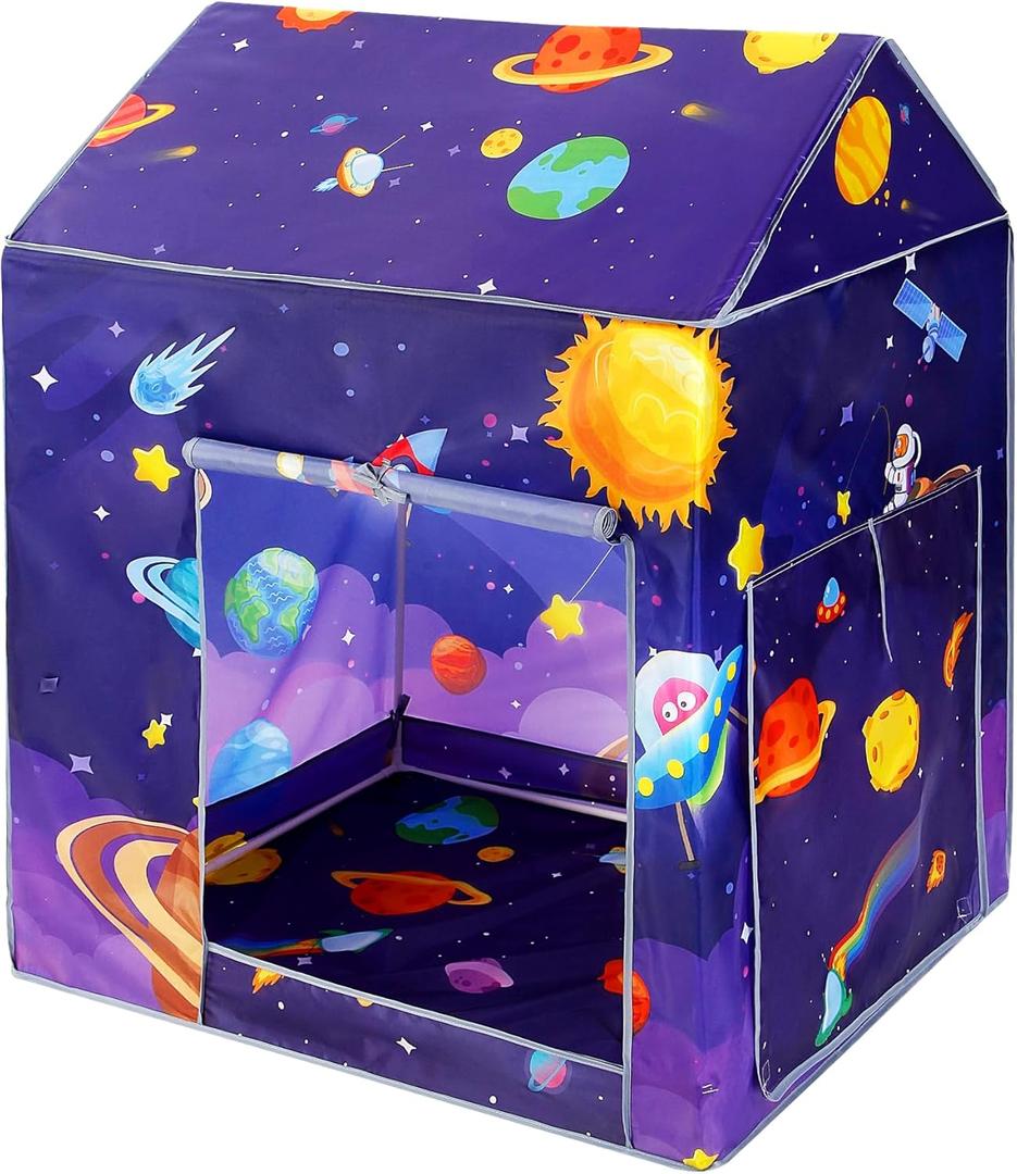TTLOJ Gift for Christmas Universe Space Style Play Tents for Boys Girls, Playhouse Castle Toy for Toddler Play House, Teepee Tent Indoor Outdoor