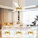 LANMEL 52'' Ceiling Fan with Lights and Remote, Low Profile Modern Ceiling Fan Gold, 6 Speed, Reversible, 3000k-6000k LED, Quiet DC Motor Ceiling Fans for Indoor Outdoor Bedroom Living Room