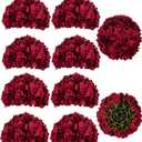 BLOSMON Hydrangea Artificial Flowers Ball Centerpieces 10 Pcs Burgundy Fake Flowers Silk Hydrangea Flower Balls Faux Hydrangeas Floral Arrangements Bouquet for Wedding Home Room Table Decoration