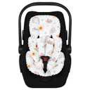 Infant Car Seat Insert Cushion, Super Soft Baby Car Seat Head Support & 2 Straps Pads, Reversible Preemie Newborn Carseat Insert, Fit Car Seat, Stroller, Infant Bouncer, White Rainbow