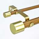 1-1/8 Inch Diameter Wood color Curtain Rods with Cap Finial, 72-144'' Telescoping Faux Wood Design Double Curtain Rods for window width 68-140 inch, 1 pack
