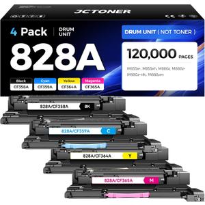 828A Toner Cartridge CF358A CF359A CF364A CF365A Image-Drum 4 Pack Compatible HP 828A Drum Unit Replacement for Color Laserjet Enterprise Flow MFP M880z M880z+ M855x+ M855xh M855dh M880 M855 Printer