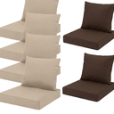 Outdoor Seat Cushion Cover Set of 5, Patio Cushion Covers Replacement Waterproof Backrest and Deep Seat Cushion Covers Set for Patio Furniture (24 x 20 Inch, 24 x 24 x 4 Inch, 3 Beige and 2 Brown)