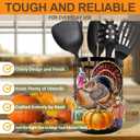 Thanksgiving Turkey Utensil Holder, Thanksgiving Turkey Pumpkin Kitchen Decor Utensil Organizer for Countertop, Fall Metal Cooking Tools Farmhouse Counter Decor, Kitchen Gifts Utensil Caddy Harvest