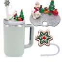 Accessories Compatible with Stanley Cup Lid, Silicone Snowflake Christmas Straw Toppers for Stanley Cup H2.0 Holiday Lid Accessories 40 OZ,Gift for Kids