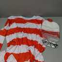 Adult Men Red and White Striped Tee Shirt Glasses Hat Outfit Suit Set Halloween Cosplay Costume Party Props (Large, Adult Men)