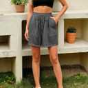 Women's Lounge Athletic Shorts with Pockets, 6.1" Sweat Shorts Women, Summer Casual Elastic Walking Running Shorts (Gray, XXL)