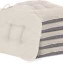 D-Shaped Chair Cushions, 4" Thick Dining Chair Pads Machine-Washable, Seat Cushions for Chair 18" x 18", Set of 6 18-Beige-6, 18" x 18"- 6 pack