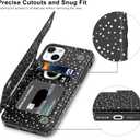 LETO for iPhone 15 Wallet Case - Flip Folio Leather Kickstand - Fashionable Designs - Credit Card Holder - Protective Phone Cover for Women and Girls - 6.1" - Stars