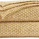 Longhui bedding 100% Cotton Knitted Throw Blanket Mustard Yellow, Soft & Cozy, Machine Washable, 51"x63" Perfect for Living Room, Couch, Sofa, Bed or Travel