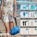 Beach Tent Sun Shelter UPF50+ with Sandbags, Sand Shovel & Windproof Poles - Portable Pop Up Canopy for Beach, Camping, Picnics, Backyard & Fishing (Cyan,6.9x6.5FT)