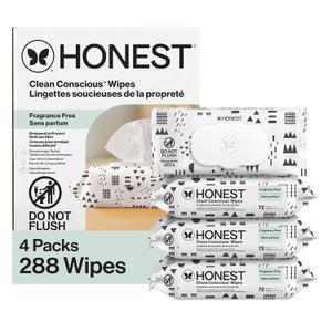 The Honest Company Hypoallergenic Multi-Use Baby Wipes for Sensitive Skin Baby Pattern Play 288 Count, Pattern Play, 72 Count (Pack of 4)