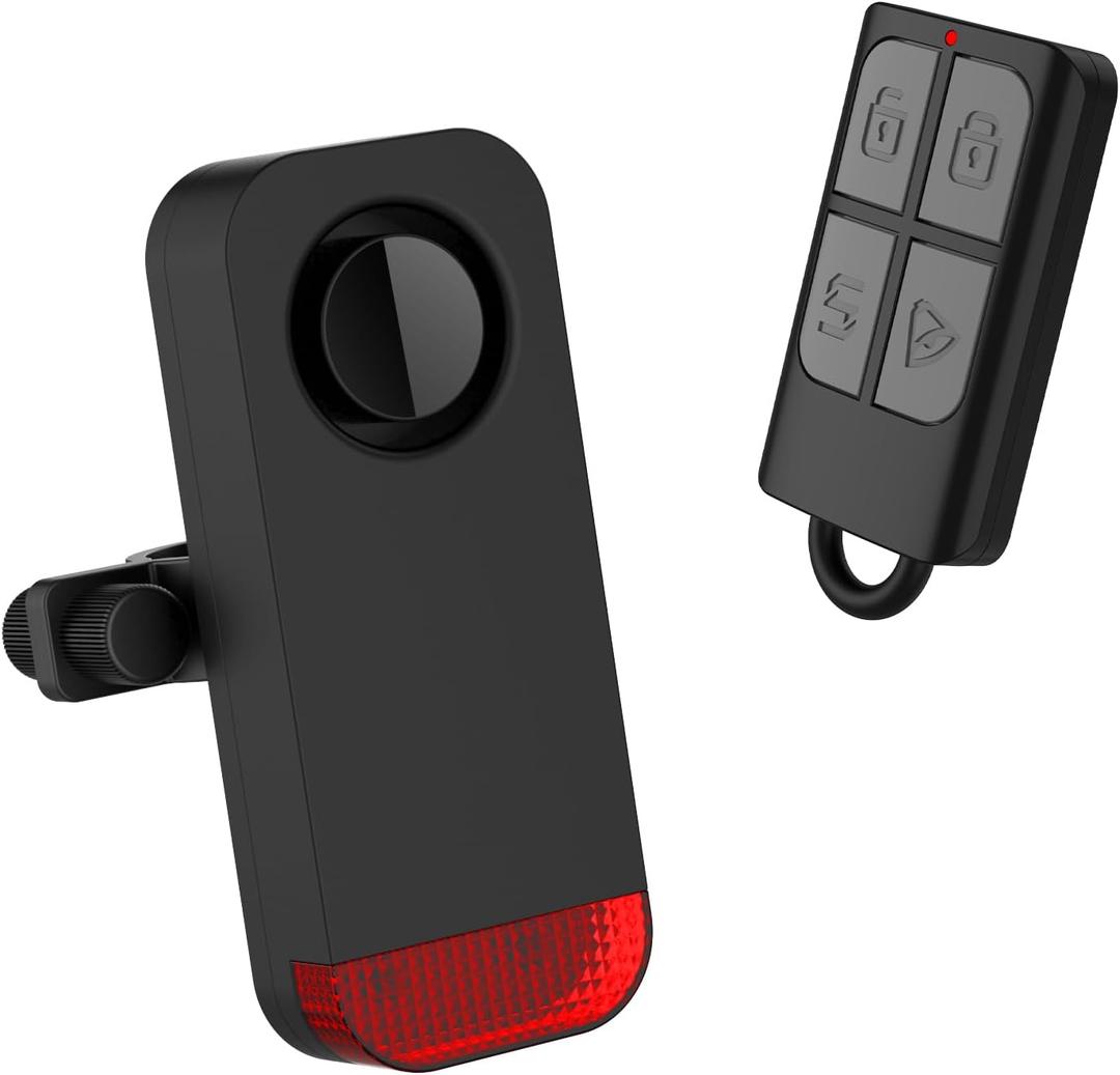 Bike Alarm for eBike, 120dB Anti-Theft Alarm with Remote for Bicycle/Electric Scooter/Motorcycle/Moto, Wireless Motion Vibration Sensor Antitheft Alert System with Warning Light