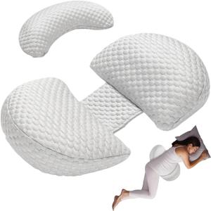 Pregnancy Pillow for Sleeping, Maternity Pillow with Detachable and Adjustable,Pillow with Pillow Cover - Support for Back, Legs, Belly, HIPS, Grey (Small Size-grey)