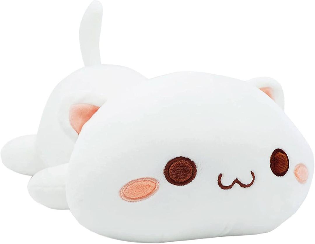 Onsoyours Cute Kitten Plush Toy 20" Stuffed Animal Pet Kitty Soft Anime Cat Large Plush Pillow for Kids (White A, 20")