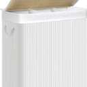 SONGMICS Laundry Hamper, 39.6 Gallons (150L), 3-Section Laundry Basket, Laundry Hamper with Lid, Bamboo, Foldable, Removable and Machine Washable Liner, for Laundry Room, Bedroom, White ULCB091W01
