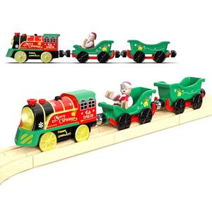 Electric Train Set for Wooden Tracks, Battery Powered Trains Toy with Lights & Sounds for Toddlers, Motorized Train for Kids Compatible with Thomas & Friends, Brio, Chuggington