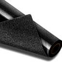 VinylRus Black Glitter HTV Heat Transfer Vinyl Roll-12 x 10ft Black Glitter HTV Vinyl for T-Shirt Clothing Bags, Glitter Iron on Vinyl for All Cutter Machine - Easy to Cut and Weed