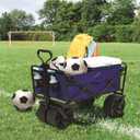 Mac Sports Heavy Duty Collapsible Folding All Terrain Utility Beach Wagon Cart, Blue/Black