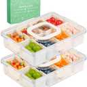 2 Pack Snackle Box Container - Dishwasher Safety Divided, Serving Tray with Lid and Handle - Charcuterie Board for Portable Snack Platters - Clear Organizer for Fruits Snacks,Perfect for Road Travel