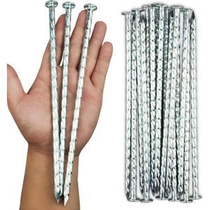 50-Pcs Galvanized Landscape Stakes, 10-Inch Length, 0.7 Inch Extra Large Top, Spiral Metal Anchoring Spikes, for Paver Edging, Weed Barrier, Camping, More