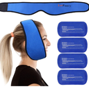 LotFancy Face Ice Pack Wrap for TMJ, Wisdom Teeth, with 4 Reusable Hot Cold Therapy Gel Packs, Pain Relief for Head, Oral and Facial Surgery, Dental Implants, Blue