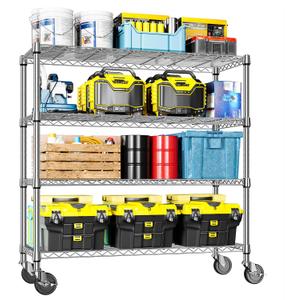 IZEUK 4-Tier Heavy Duty Metal Wire Shelving Unit, Adjustable Storage Rack Organizer for Garage, Kitchen, Office, Pantry, Warehouse (Chrome, 17.7" D x 47.2" W x 59.1" H)