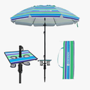 HOMEDEMO 7ft Beach Umbrellas For Sand Heavy Duty Wind, Portable Beach Umbrella UPF 50+ Windproof Outdoor Beach Umbrella with Sand Anchor, Tilt Pole, Carry Bag, Table Tray, Vent and Hook