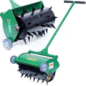 SENVERT Rolling Lawn Aerator, Heavy Duty Push Spike Aeration Tool Up to 55 lbs, Manual Rotary Grass Aerator for Garden and Yard Use