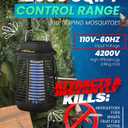 Bug Zapper 4200V for Outdoor and Indoor, 9.84 Ft Power Cord with Switch, Waterproof Electric Mosquito Zappers(3rd Generation), Mosquito lamp, Electronic Bug Zapper Light Bulb, Black