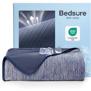 Bedsure Summer Cooling Blanket King Size for Hot Sleepers with Sports Mesh Design, Arc-Chill Q-Max 0.4 Lightweight Breathable Ice Cold Blanket for Night Sweats, 108 x 90 Inches, Mesh Navy