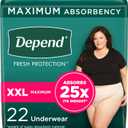 Depend Fresh Protection Adult Incontinence & Postpartum Bladder Leak Underwear for Women, Disposable, Maximum, Extra-Extra-Large, Blush, 22 Count, Packaging May Vary (XX-Large)