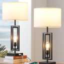 EDISHINE 25.6" Tall Table Lamp with Night Light, Farmhouse Bedside Lamp Set of 2 with USB Charging Ports, Touch 3-Way Dimmable Nightstand Lamp for Living Room, Bedroom, Home Decor