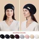 60% Cashmere Slouchy Beanie for Women, Knit Beanie Hat for Winter and Fall, Soft Warm Wool Slouch Winter Hats for Ladies (Black)