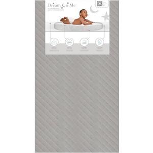 Dream On Me Asheville 4” Firm Fiber Crib & Toddler Bed Mattress, Dual-Sided, Waterproof, Greenguard Gold Certified, Lightweight, Reversible Design, Grey Embossed Vinyl Cover, 52x28x4 Inch