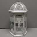 DECORKEY Lantern Decorative Indoor & Outdoor, 14.5'' Candle Lantern Farmhouse Home Decor, Hexagon Vintage Hanging Metal Candle Holder for Front Porch Shelf Patio Wedding Party, Christmas Decorations