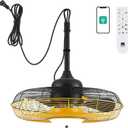 Orison 21'' Outdoor Ceiling Fan with Light, Plug in Ceiling Fan with Remote, Gazebo Fans Outdoor Hanging for Patios Waterproof, Wet Rated Hanging Fan with App Control (Yellow)