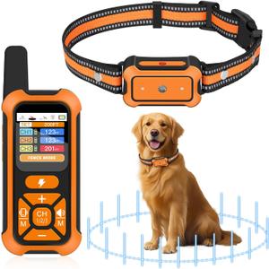 3-in-1 Wireless Dog Fence System: Ultra-Precise 1Ft, Electric Shock Fence Featuring Indoor Barrier & Remote Training, IPX7 Waterproof Collar, 3 Correction Modes, 15+ lbs Dogs