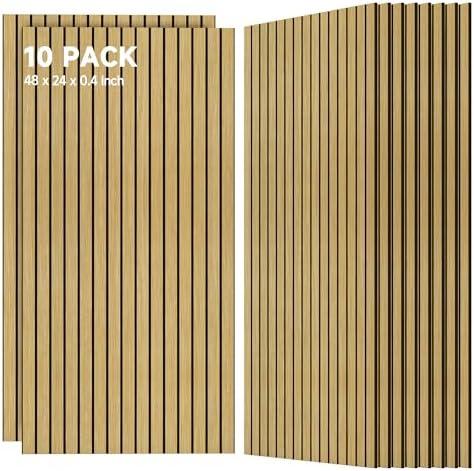 TO-TH 10 Pack Wall Tiles, 47.2” x 23.6” Sound Proof Panels for Walls, Art Wall Panels for Echo Absorption,Acoustical Barrier of Wood-Look Polyester Fiber for Home Office & Studio
