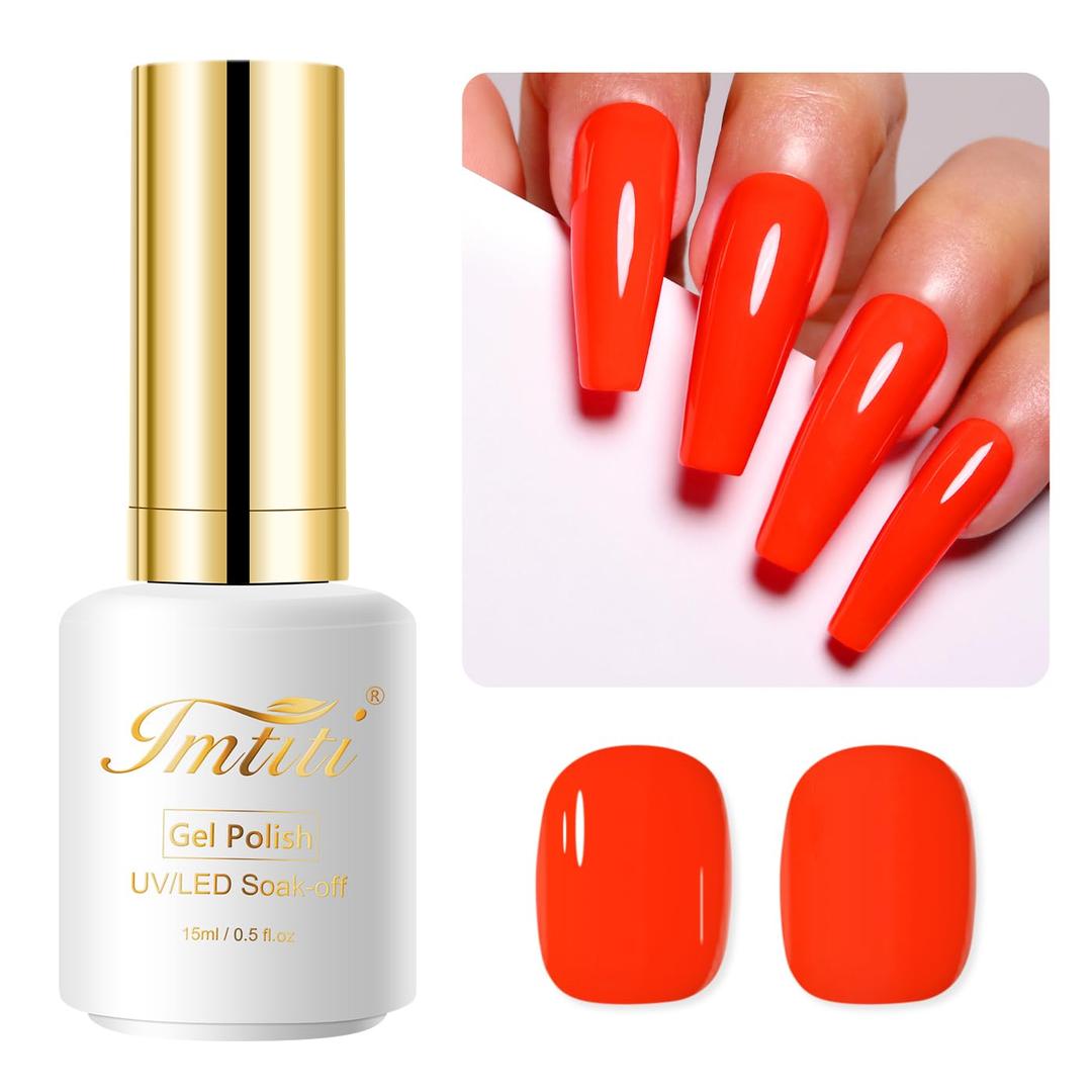 Neon Gel Nail Polish, 15ML Orange Red Gel Polish spring summer Soak Off LED UV DIY Nail Art Starter Manicure Salon