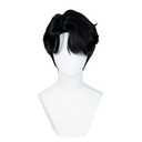 Wiggy Mermaid Short Black Wig for Men Black Emo Wig Goth Scene Hair Wigs + Cap for Stage Party Halloween Costume Cosplay
