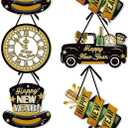 8 Pcs Happy New Year 2026 Door Decorations Welcome Sign, Black and Gold Happy New Year Hanging Sign Decoration, New Year Sign for Door Wall Indoor Outdoor Decor New Year Party Supplies