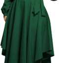 Plus Size Formal Dresses for Women Off Shoulder Long Sleeve Boat Neck Irregularly Flowy Midi Church Dress