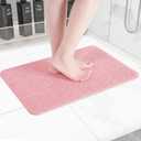 Non-Slip Bathtub Mat, Anti Slip Shower Mat, Fast Drying Bathtub Mats, Foot Scrubber Mat, Anti Slip Mat for Tub, Floor, Bathroom, Kitchen, Home, Hotel (Pink 24"16")