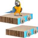 2 Pieces Bird Chew Toy Parrot Cage Perch Cardboard Platform Bird Paw Grinding Stand Parrot Cage Playground for Macaws, Small Parakeets, Conures, Budgies, Finches Conure Cockatiel (Medium)
