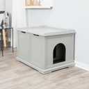 Trixie XL Furniture Litter Box Enclosure (Gray), Hidden Litter Box for Cats with Openings on Either Ends & Large Ventilations Slots, Double Doors for Easy Cleaning, Removable Divider