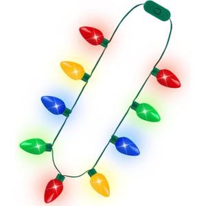 Blowata 16Pcs Light Up Christmas Necklace, 3 Glow Modes Christmas Necklaces Bulk, 9 Bulbs Xmas Lights Necklace for Ugly Sweater Christmas Accessories New Year Eve Party Favor Xmas Festival Supplies