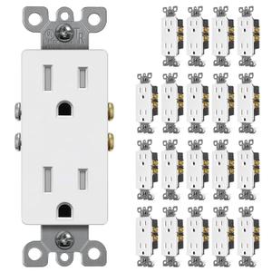 CML 15 Amp Decorator Wall Receptacle Outlet, Child-Safe Tamper Resistant, Standard Electrical Outlets, 15A/125V, 2 Pole 3 Wire, UL Listed, 20 Pack, White