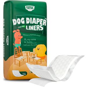 PAWPANG Disposable Dog Diaper Liners Booster Pads for Male & Female Dogs, 100ct, 5 Sizes Options, Doggie Diaper Inserts fit Most Types of Dog Diapers - Pet Belly Bands & Male Wraps (Large, 100ct)